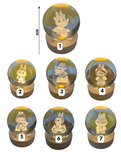 VELADOR ESFERA CRISTAL 3D 6CM LABUBU