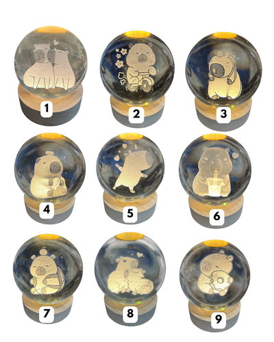 VELADOR ESFERA CRISTAL 3D 6CM CAPIBARA