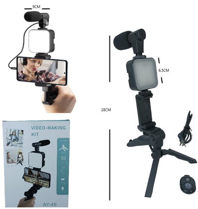 TRIPODE C/LUZ LED Y MICROFONO