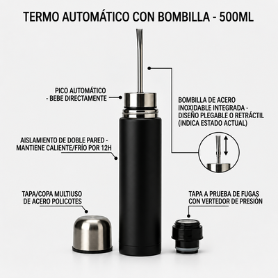 TERMO 500ML ACERO CON PICO CEBADOR 