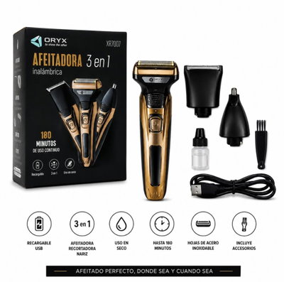 CORTA BARBA 3 EN 1 RECARGABLE