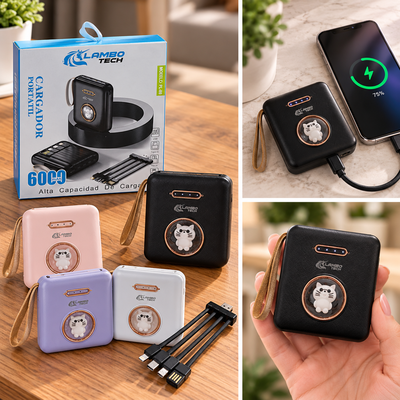 POWER BANK 6000MAH 4 EN 1 GATITO
