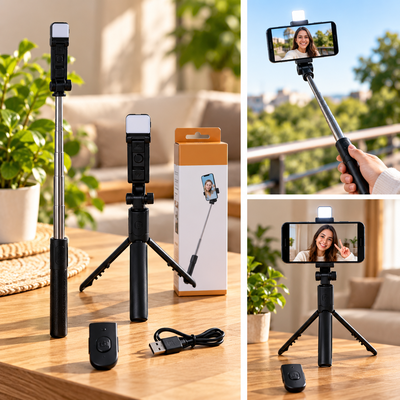 PALO SELFIE BLUETOOH +TRIPODE Y LUZ