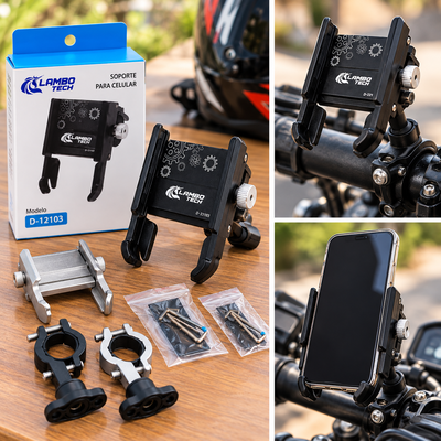 SOPORTE REFORZADO P/CELULAR ALUMINIO MOTO BICICLETA