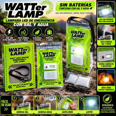 LUZ DE EMERGENCIA PORTATIL A BASE DE AGUA Y SAL