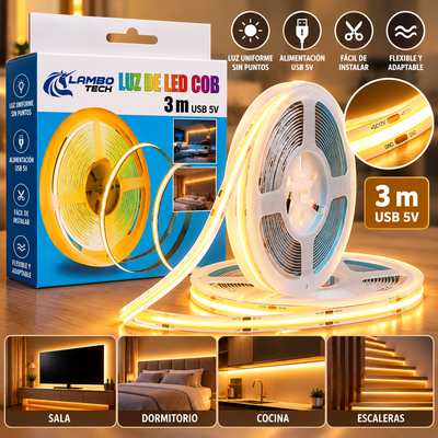 TIRA LED COB CALIDA USB 5V LAMBO TECH 3M