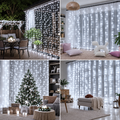 CORTINA LED LUZ/FRIA 3X3MTS 300LUCES USB 