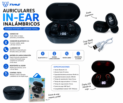 AURICULAR BT TIME EXCELENTE CALIDAD 