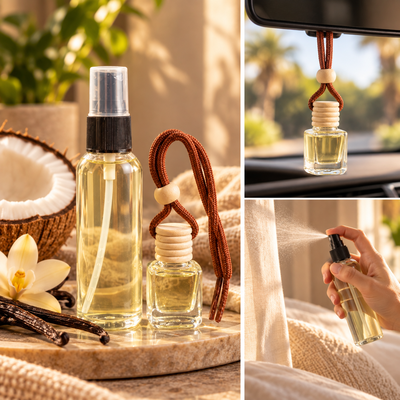AROMATIZANTE COCO/VAINILLA DE AUTO + FRAGANCIA TEXTIL 30ML