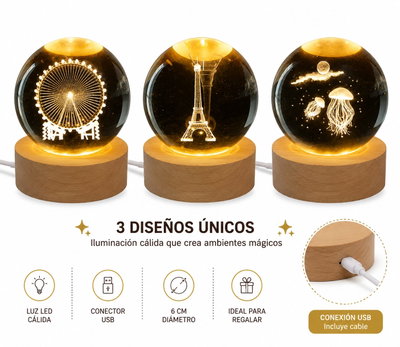 VELADOR ESFERA CRISTAL 3D 6CM