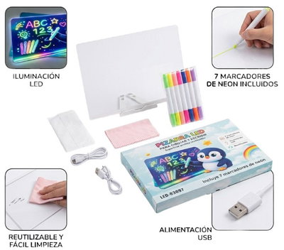 PIZARRA LED 20 X30 ACRILICA COLORES NEON