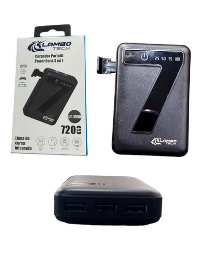 CARGADOR PORTATIL 3 EN 1 7200MAH 