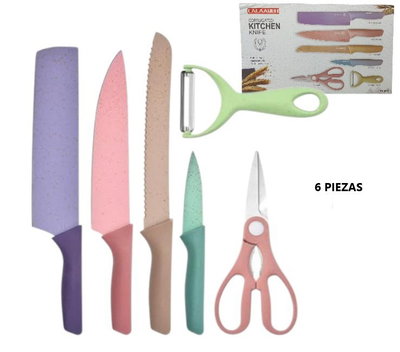 MINI SET DE CUCHILLOS DE COLOR 6 PZS