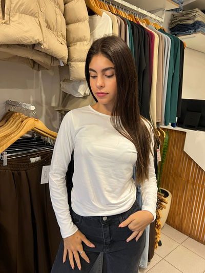 Remera manga larga clasica blanca