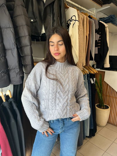 SWEATER  TRENZADO GRIS
