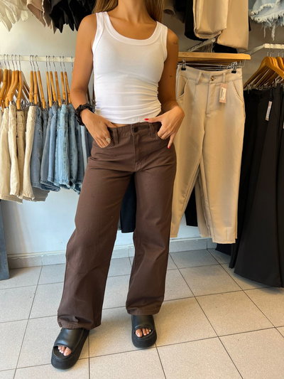 Jean wide leg marron