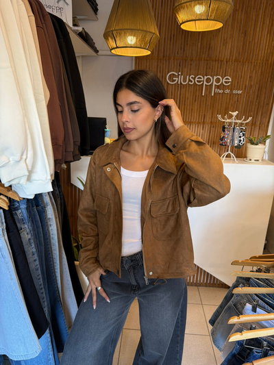 Campera gamuzada beige