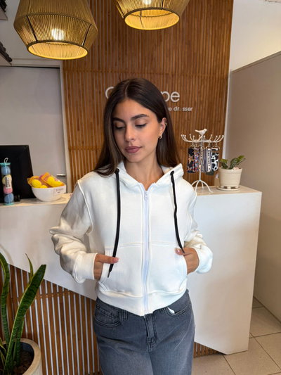 campera algodon c/ cierre blanca