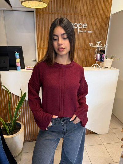 sweater linea bordeau