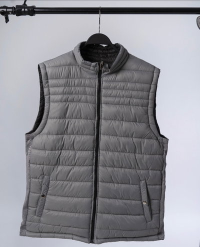 chaleco reversible gris c/ negro