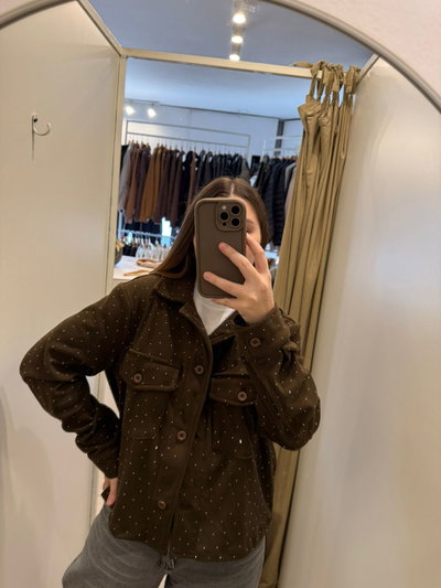 camisaco con brillos marron