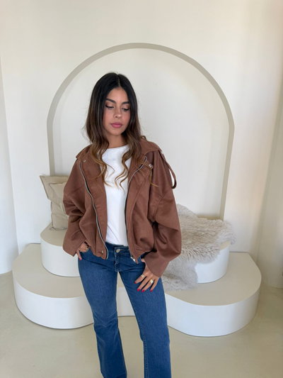 CAMPERA BOMBER GAMUZADA CAMEL