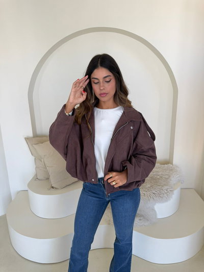 CAMPERA BOMBER GAMUZADA MARRON