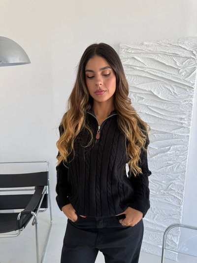 SWEATER CON CIERRE NEGRO