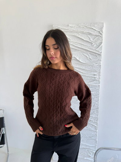 SWEATER MARRON BORDADO