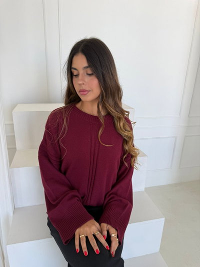 SWEATER CON LINEA BORDEAU