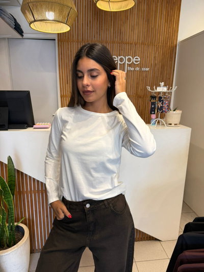 REMERA MANGAS LARGAS ALGODON BLANCA