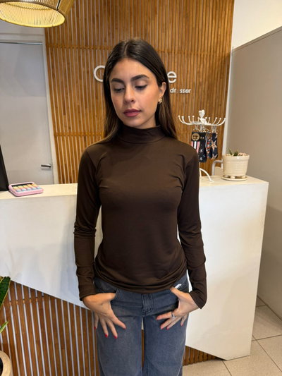 REMERA MANGAS LARGAS POLERA MARRON
