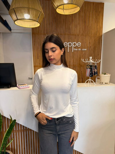 REMERA MNAGAS LARGAS POLERA BLANCO