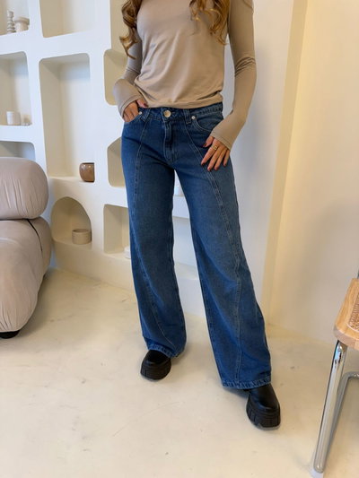 JEAN WIDE LEG CON RECORTES