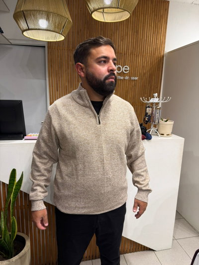 SWEATER CON CIERRE BEIGE
