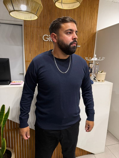 SWEATER CUELLO V AZUL