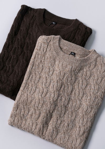 Sweaters con ocho marron y beige