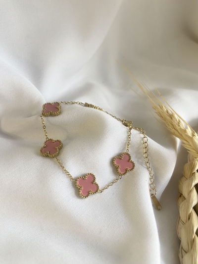Pulsera trébol rosa