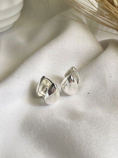 Aros doble gota acero blanco