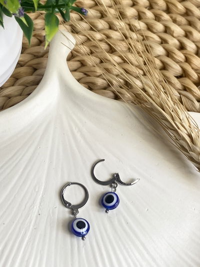 Aros argollas ojito turco azul