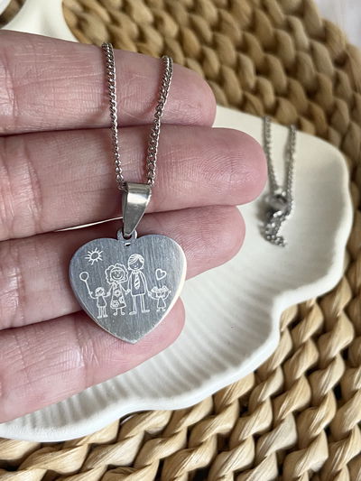 Collar corazón familia