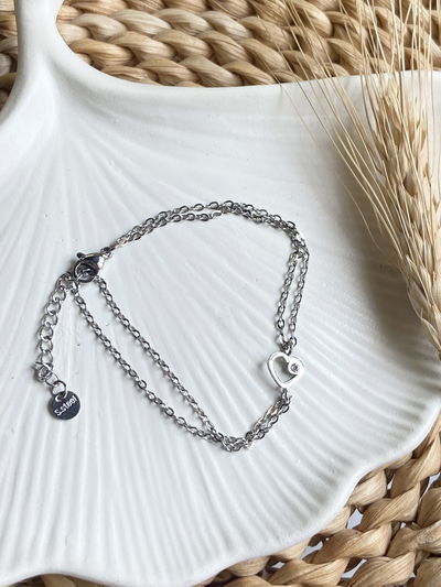 Pulsera doble y corazon strass