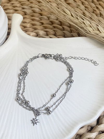 Pulsera triple pelotitas y strass