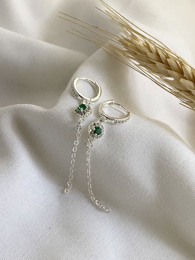 Aro colgante cúbic verde (acero blanco)