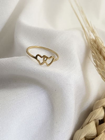 Anillo dorado doble corazoncito