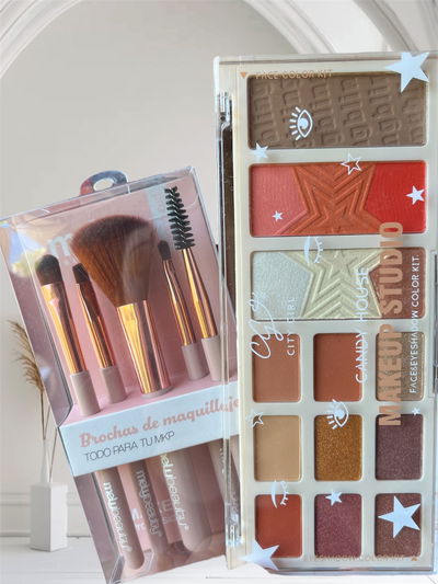 Combo de set de brochas + paleta 4en1
