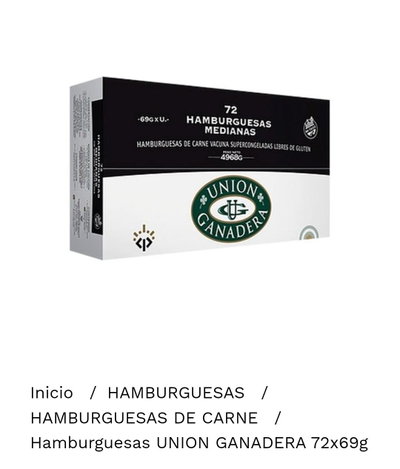 Hamburguesas Medianas 72unidades