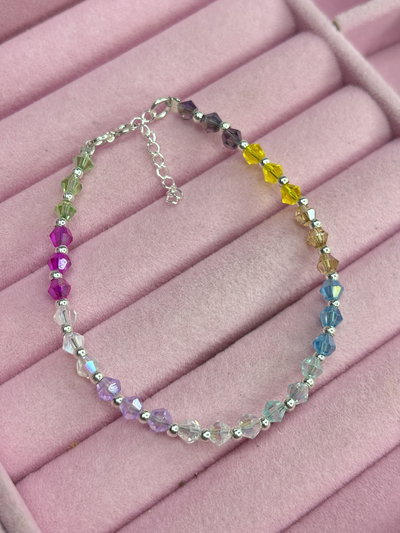 Pulsera cristal y bolitas de plata