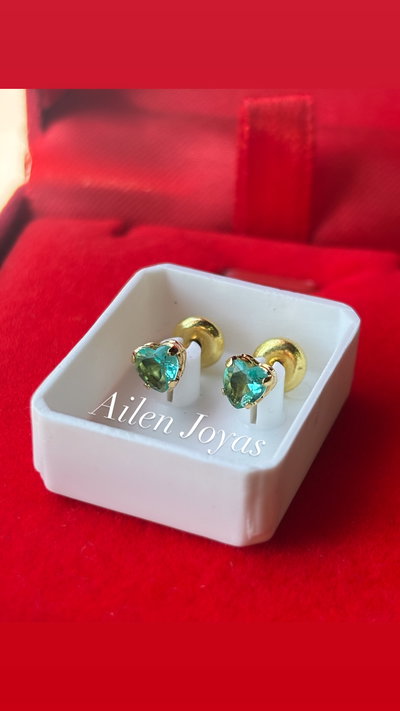 Aritos abridores corazóncito verde