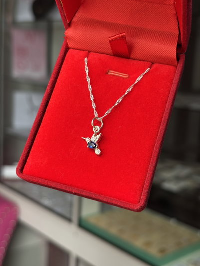 Conjunto de plata Colibri con cubic